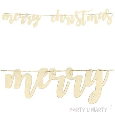 baner merry christmas drewniany partydeco 87 cm