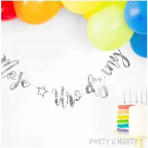 baner moje urodziny partydeco srebrny 90 cm