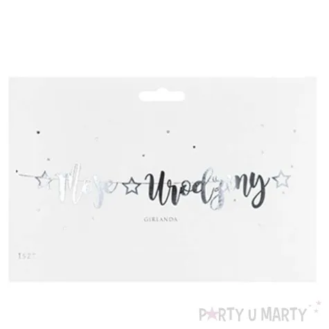 baner moje urodziny partydeco srebrny 90 cm