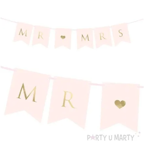 baner mr mrs rozowy partydeco 85 cm