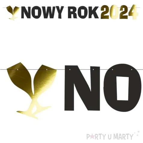 baner nowy rok 2024 metalic zloto czarny 2 2 m
