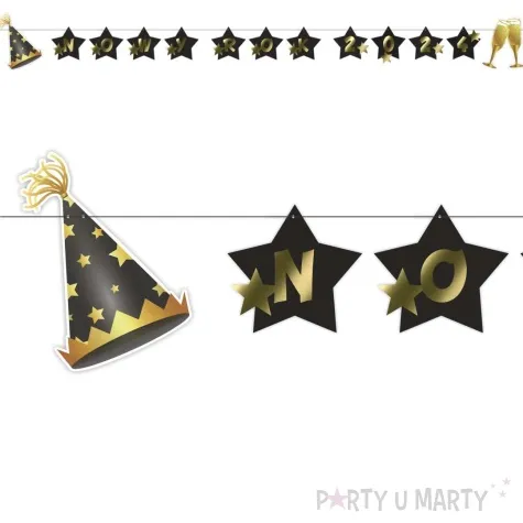 baner nowy rok 2024 z gwiazdami czarny 2 3 m