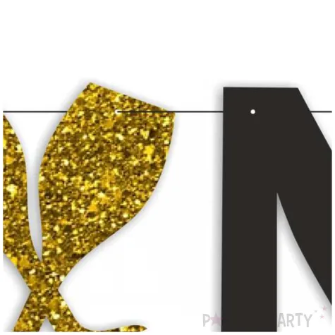 baner nowy rok 2025 z brokatem zloto czarny 220 cm