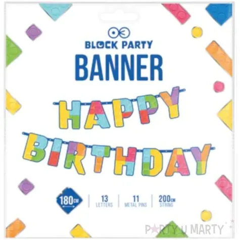 baner papierowy happy birthday klocki partypal 200 cm