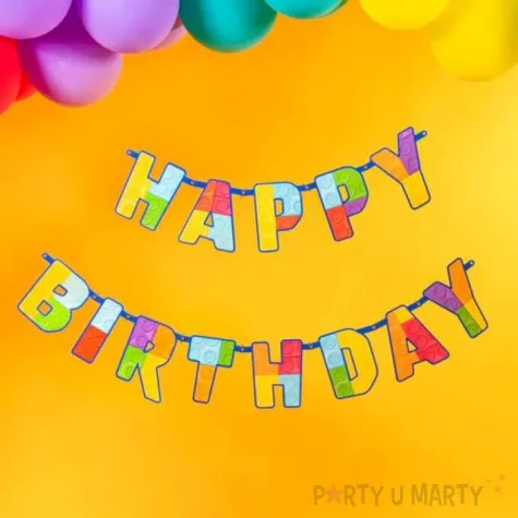 baner papierowy happy birthday klocki partypal 200 cm