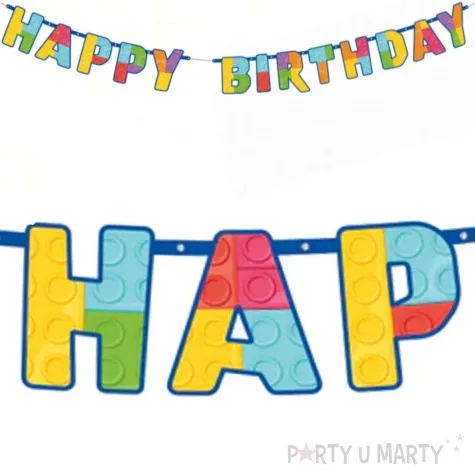 baner papierowy happy birthday klocki partypal 200 cm