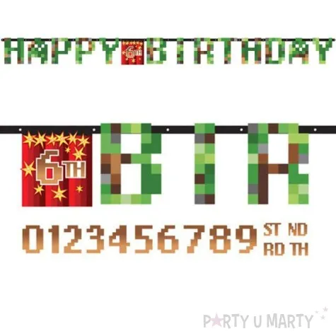 baner piksel happy birthday zielony amscan 150 x 13 cm