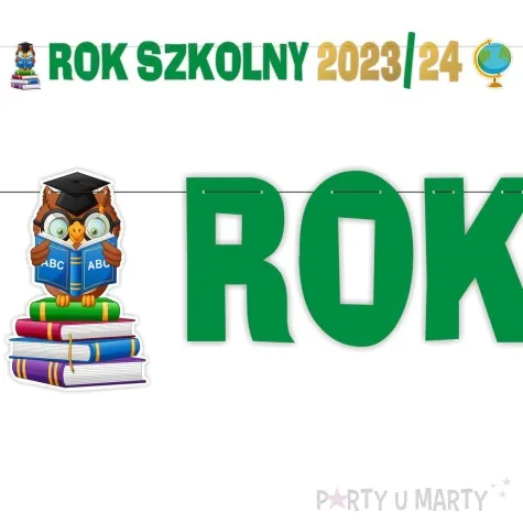 baner rok szkolny 2023 24 zielono zloty 2 5 m
