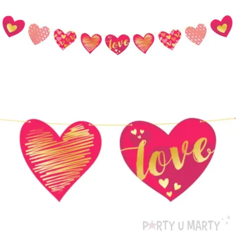 baner serca love rozowy partypal 2 m