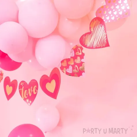 baner serca love rozowy partypal 2 m