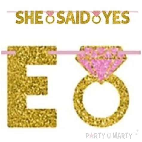 baner she said yes zloty brokat amscan 365 cm