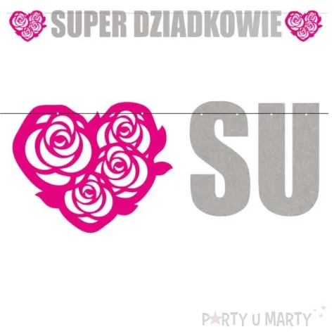 baner super dziadkowie rozowo srebrny 2 2 m