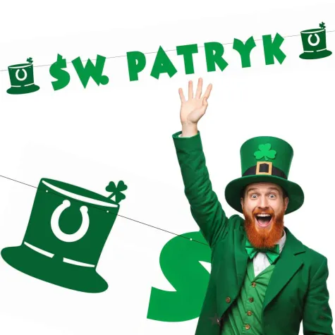 baner sw patryk z kapeluszem zielony 2 2 m