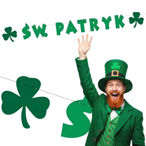 baner sw patryk z koniczynka zielony 2 2 m