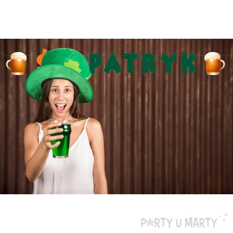 baner sw patryk z kuflem piwa zielono pomaranczowy 2 2 m