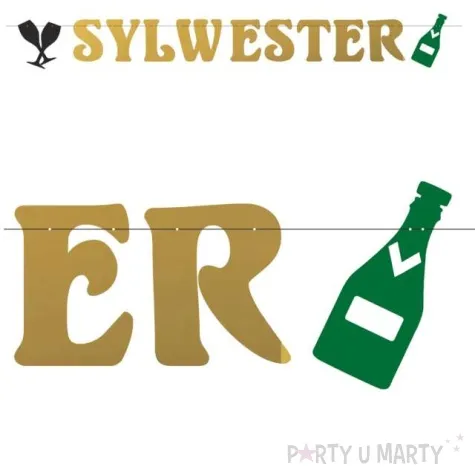 baner sylwester classic zloto zielony 2 2 m