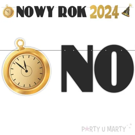 baner szampanski nowy rok 2024 zloto czarny 2 3 m