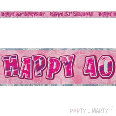 baner tasma 40 urodziny happy 40 birthday rozowy unique 365 cm