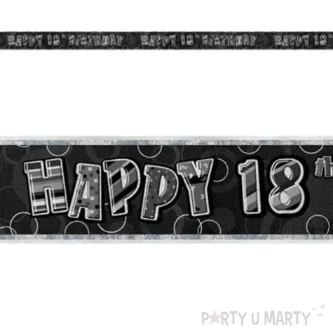 baner tasma urodziny 18 czarny glitz unique 274 cm