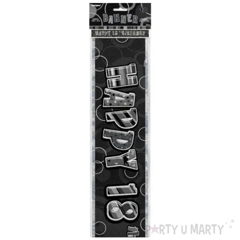 baner tasma urodziny 18 czarny glitz unique 274 cm