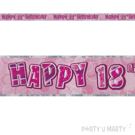 baner tasma urodziny 18 rozowy glitz unique 365 cm