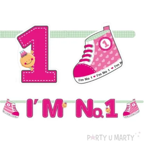 baner urodzinowy im no 1 rozowy 1 szt
