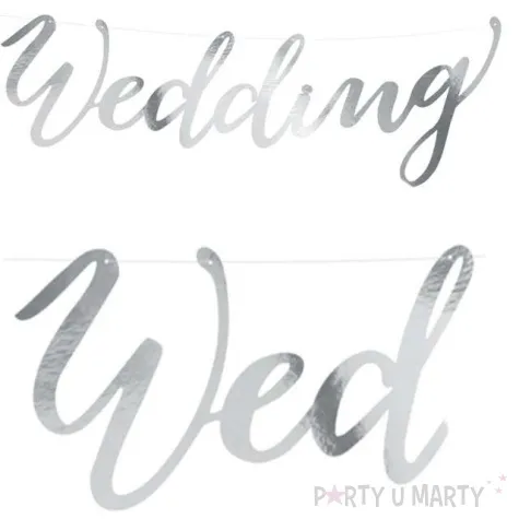 baner weding partydeco srebrny 45 cm