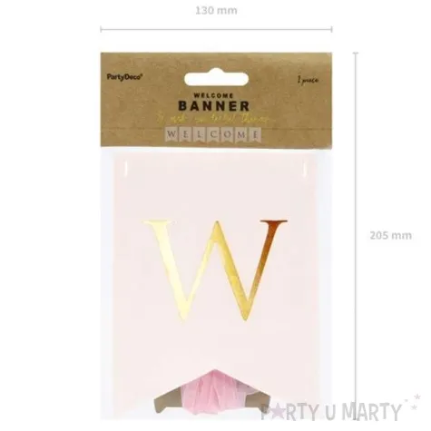baner welcome partydeco rozowy jasny 95 cm