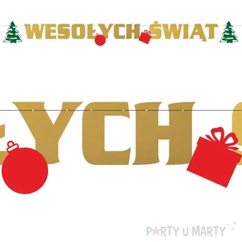 baner wesolych swiat classic czerwono zloto zielony 2 2 m