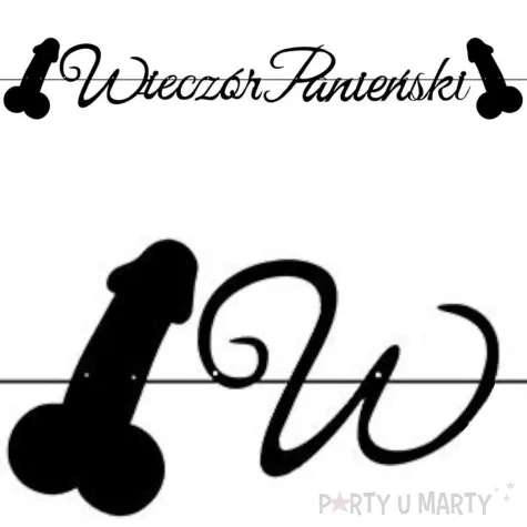 baner wieczor panienski peniski czarny dekolo 250 cm