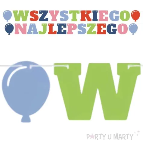 baner wszystkiego najlepszego 4 balony mix godan 3 m