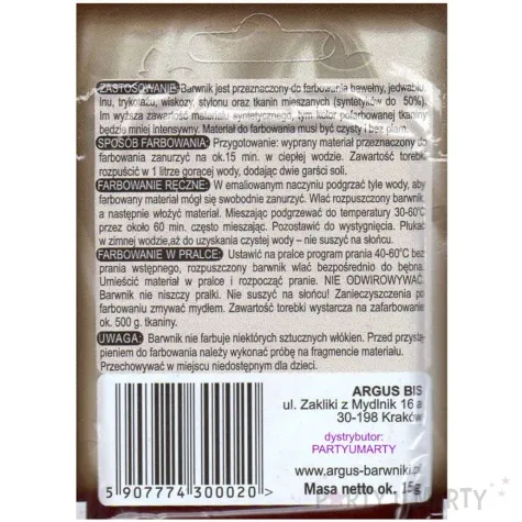 barwnik do tkanin bez gotowania zolty argus 15 g