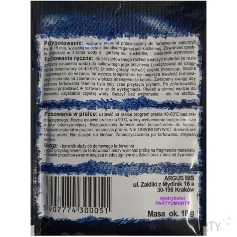 barwnik do tkanin jeans niebieski argus 15 g