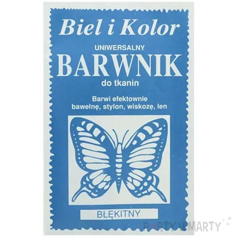 barwnik do tkanin motyl blekitny biel i kolor 10 g