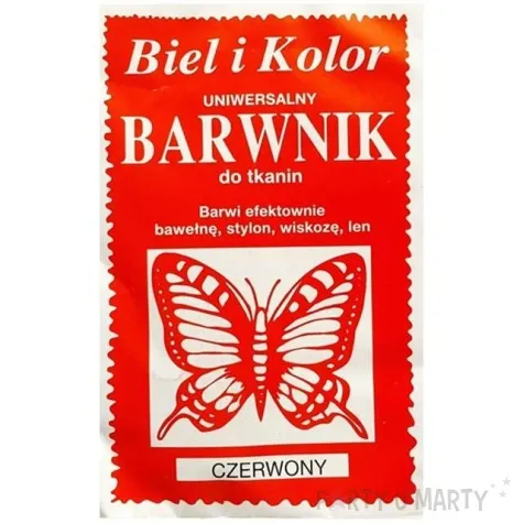 barwnik do tkanin motyl czerwony biel i kolor 10 g