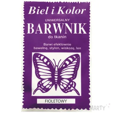 barwnik do tkanin motyl fioletowy biel i kolor 10 g