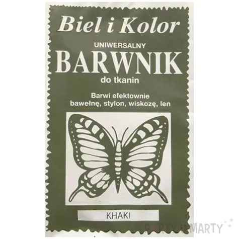 barwnik do tkanin motyl khaki biel i kolor 10 g