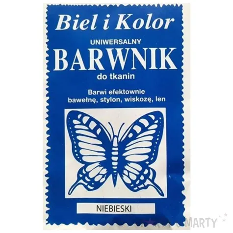 barwnik do tkanin motyl niebieski biel i kolor 10 g