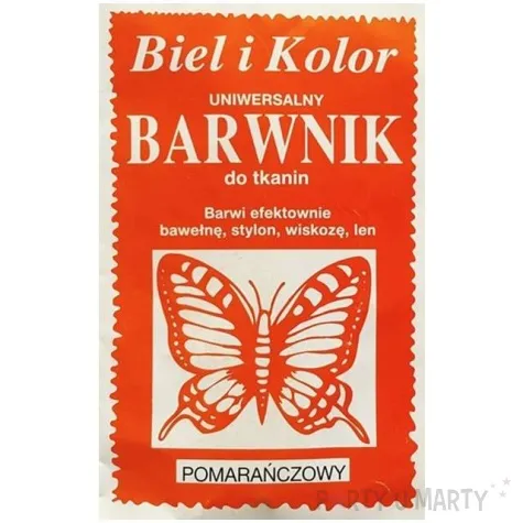 barwnik do tkanin motyl pomaranczowy biel i kolor 10 g
