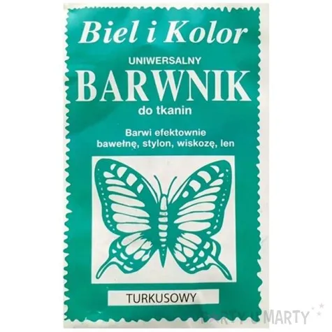 barwnik do tkanin motyl turkusowy biel i kolor 10 g