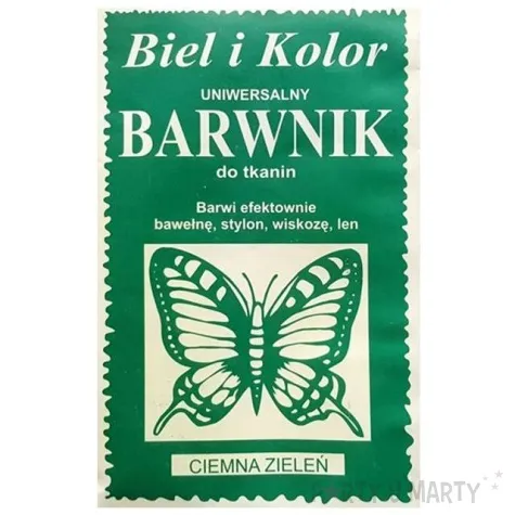 barwnik do tkanin motyl zielony ciemny biel i kolor 10 g