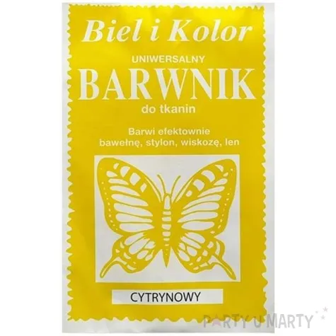 barwnik do tkanin motyl zolty cytrynowy biel i kolor 10 g