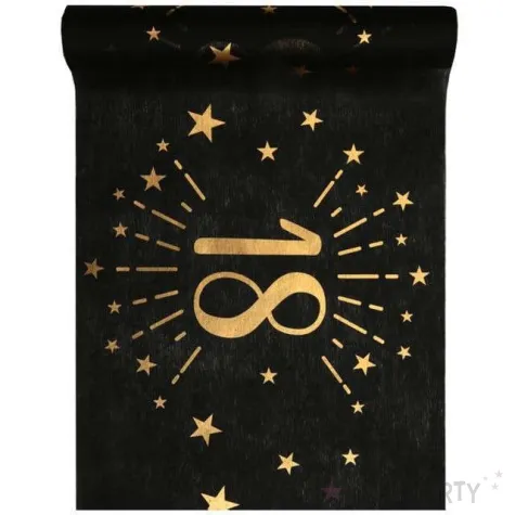 bieznik 18 urodziny czarno zloty santex 500 x 30 cm