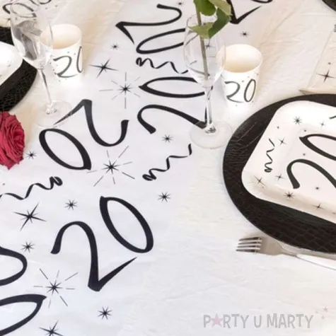 bieznik 20 urodziny bialy santex 500 x 30 cm