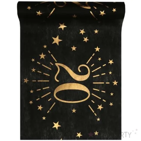 bieznik 20 urodziny czarno zloty santex 500 x 30 cm