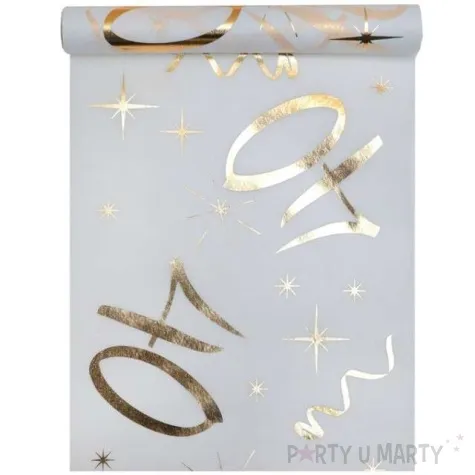 bieznik 40 urodziny zlote bialy santex 500 x 30 cm