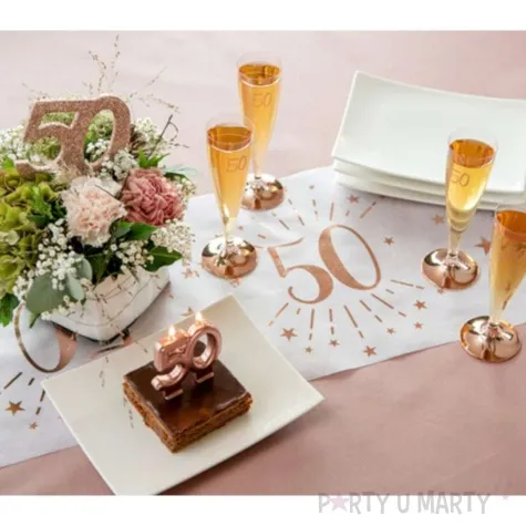 bieznik 50 urodziny rozowe zloto bialy santex 500 x 30 cm