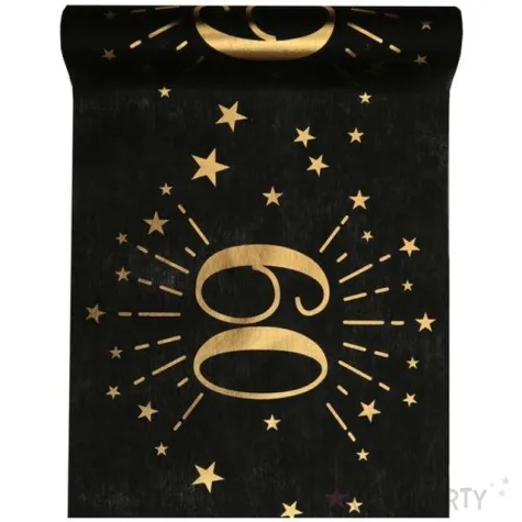 bieznik 60 urodziny czarno zloty santex 500 x 30 cm