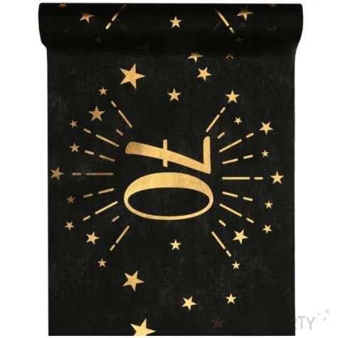 bieznik 70 urodziny czarno zloty santex 500 x 30 cm