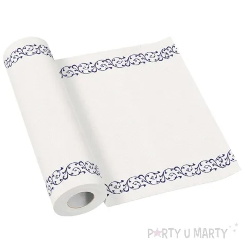 bieznik airlaid elegancki ornament niebieski paw 24m 40 cm